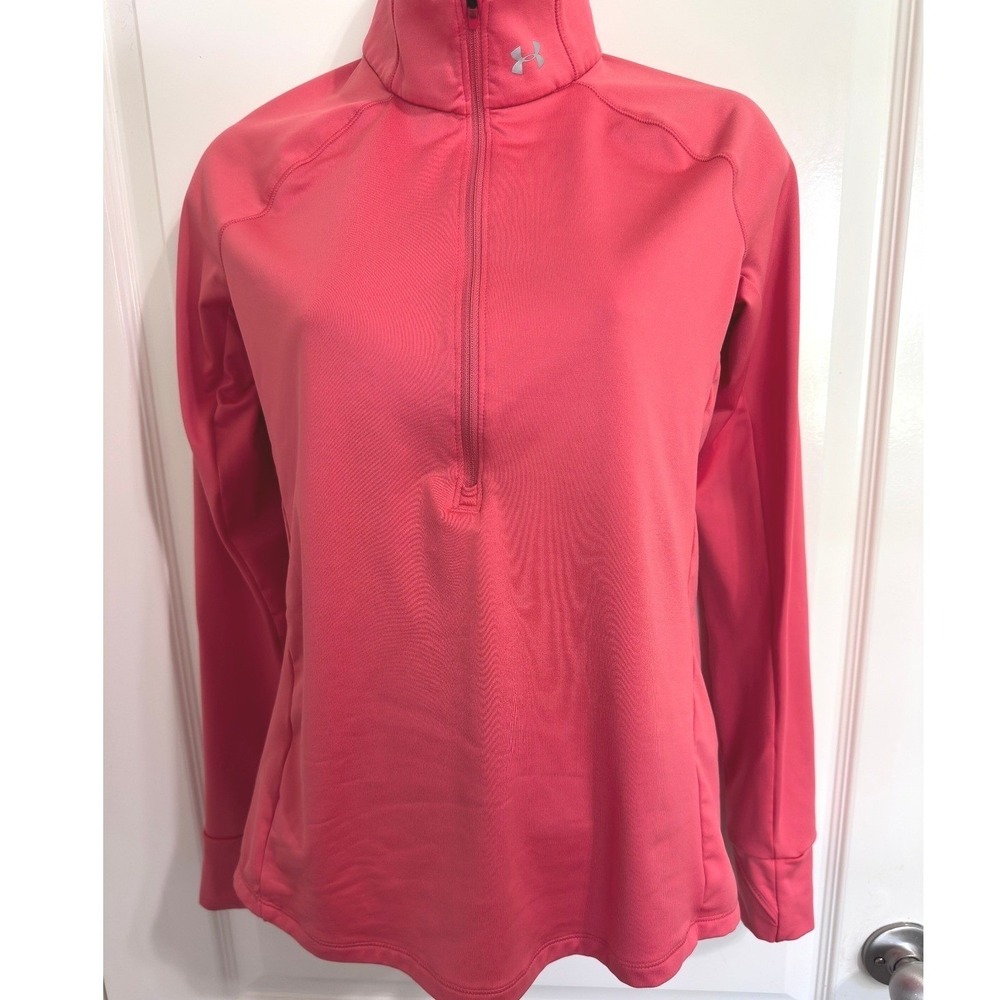 Under Armour ColdGear Fitted 1/2 Zip Pullover Pink Women's Small Athletic